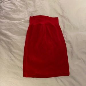 Red combed cotton pencil skirt